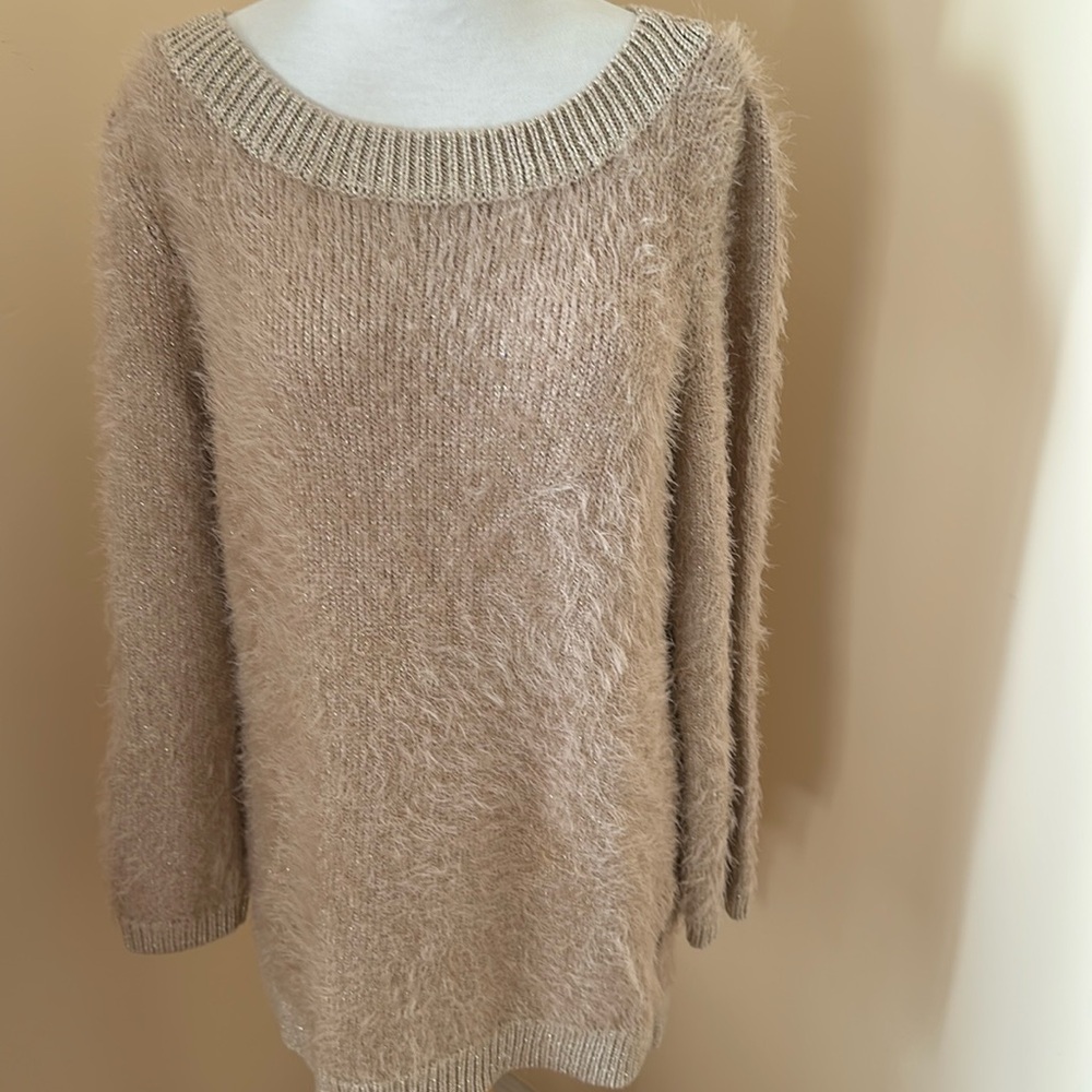 Bebe ivory fringe knit sweater. New.